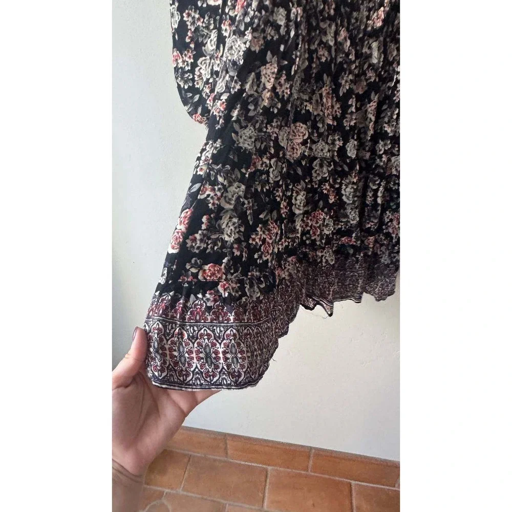 Angie Floral Mini Dress L Smocked Puff Sleeve Coquette Boho Festival Western - Picture 5 of 6